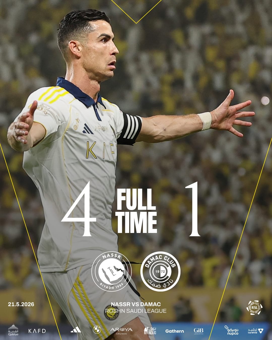 Cristiano Ronaldo na Al Nassr begukanye Igikombe cya Shampiyona ya Arabie Saoudite 2026