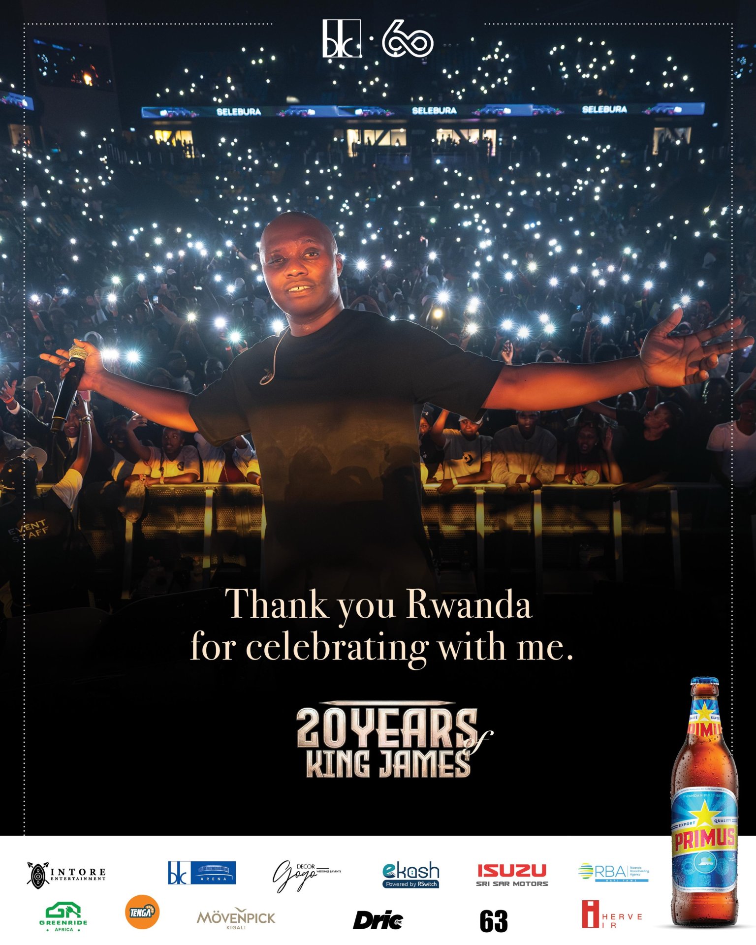 King James yashimiye abanyarwanda bamufashije mukwizihiza imyaka 20 amaze m'umuziki